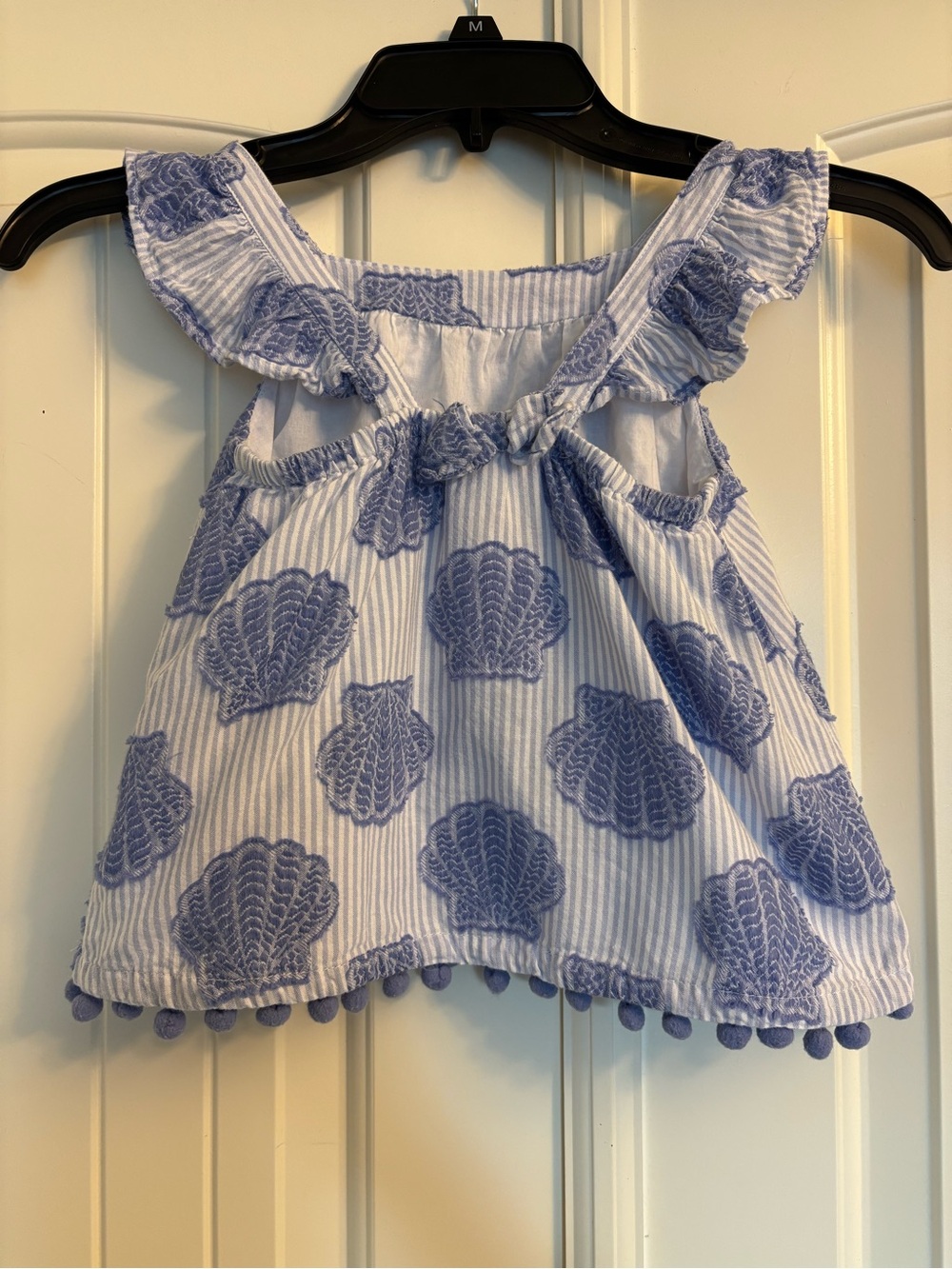 Girls Lavender Shell-Print Ruffle Tank Top - Picture 3 of 5